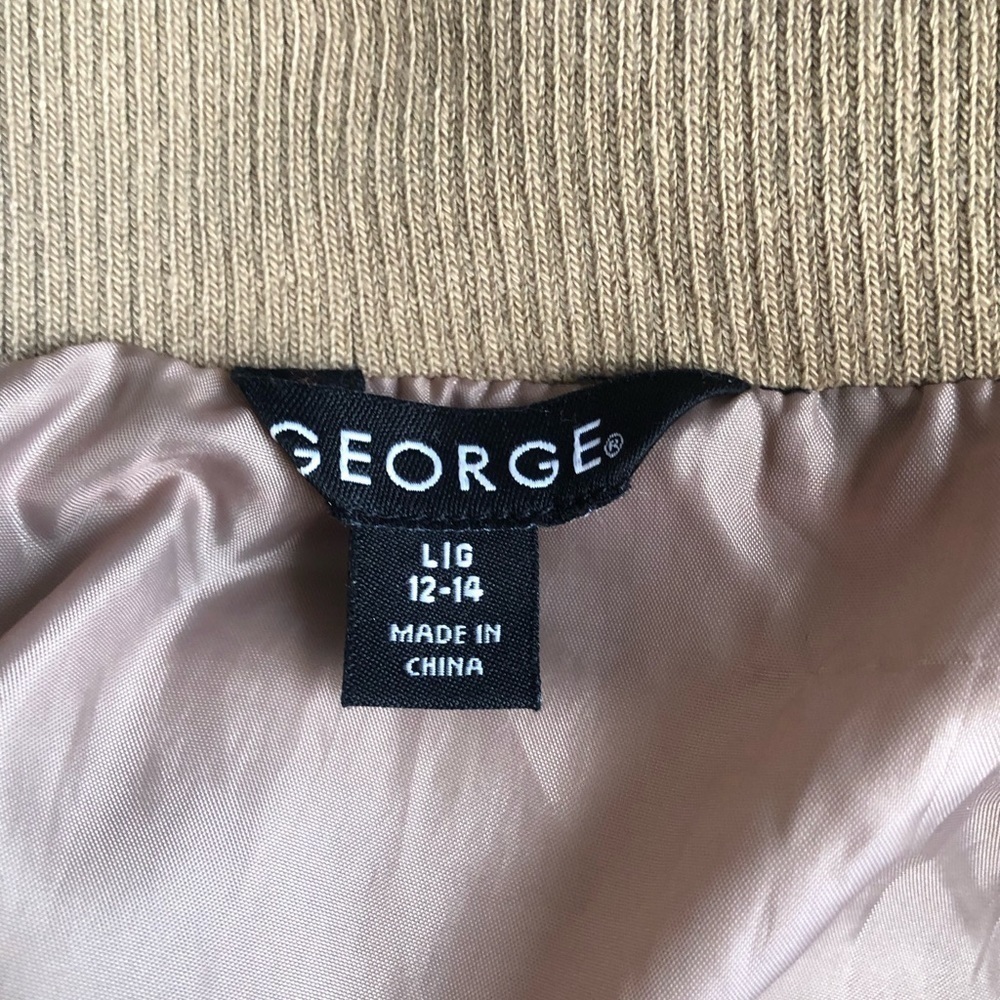 𝅺GEORGE Faux Leather Biker Jacket Beige Tan Size‎ L 12-14 - Picture 6 of 10